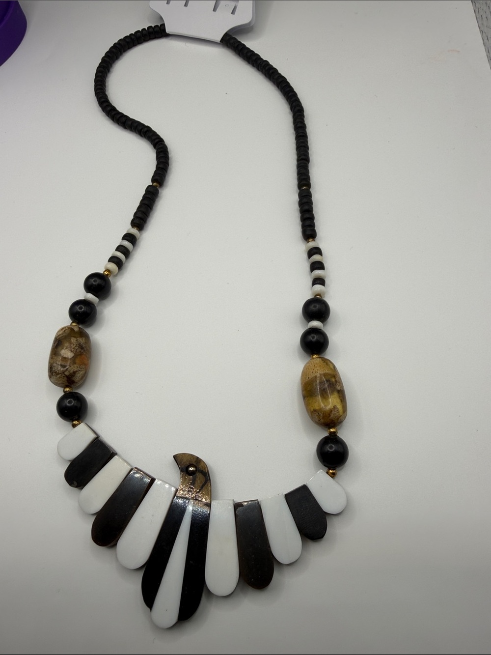Black & White Statement Beaded Necklace - Women Jewelry